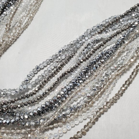 Ali Khan Multi row cascade necklace in faceted glass beads with gift box - Picture 4 of 5